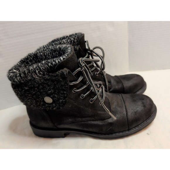 Cliffs by WHITE MOUNTAIN Shoes - Cliffs By White Mountain Ankle Boots Black w/ Sweater Cuff Womens 7.5 Fall Cute